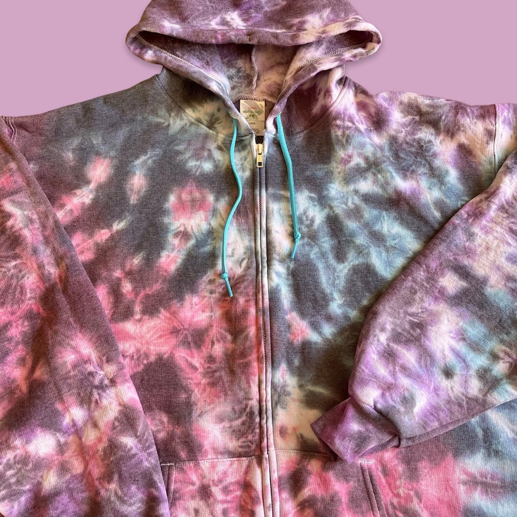 Pink TIE DYE Zip Up Hoodie