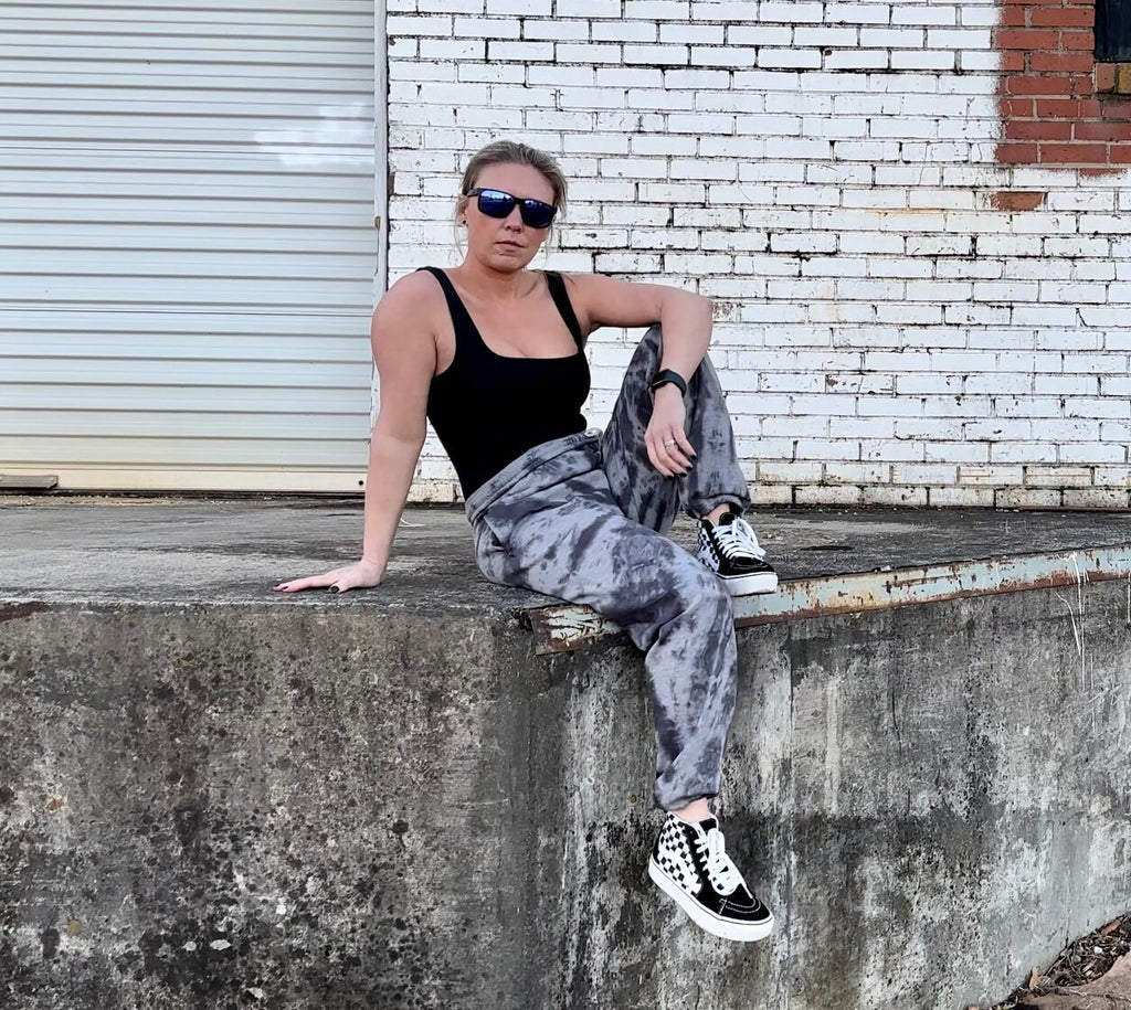 Grey and Black Tie Dye Sweat Pants