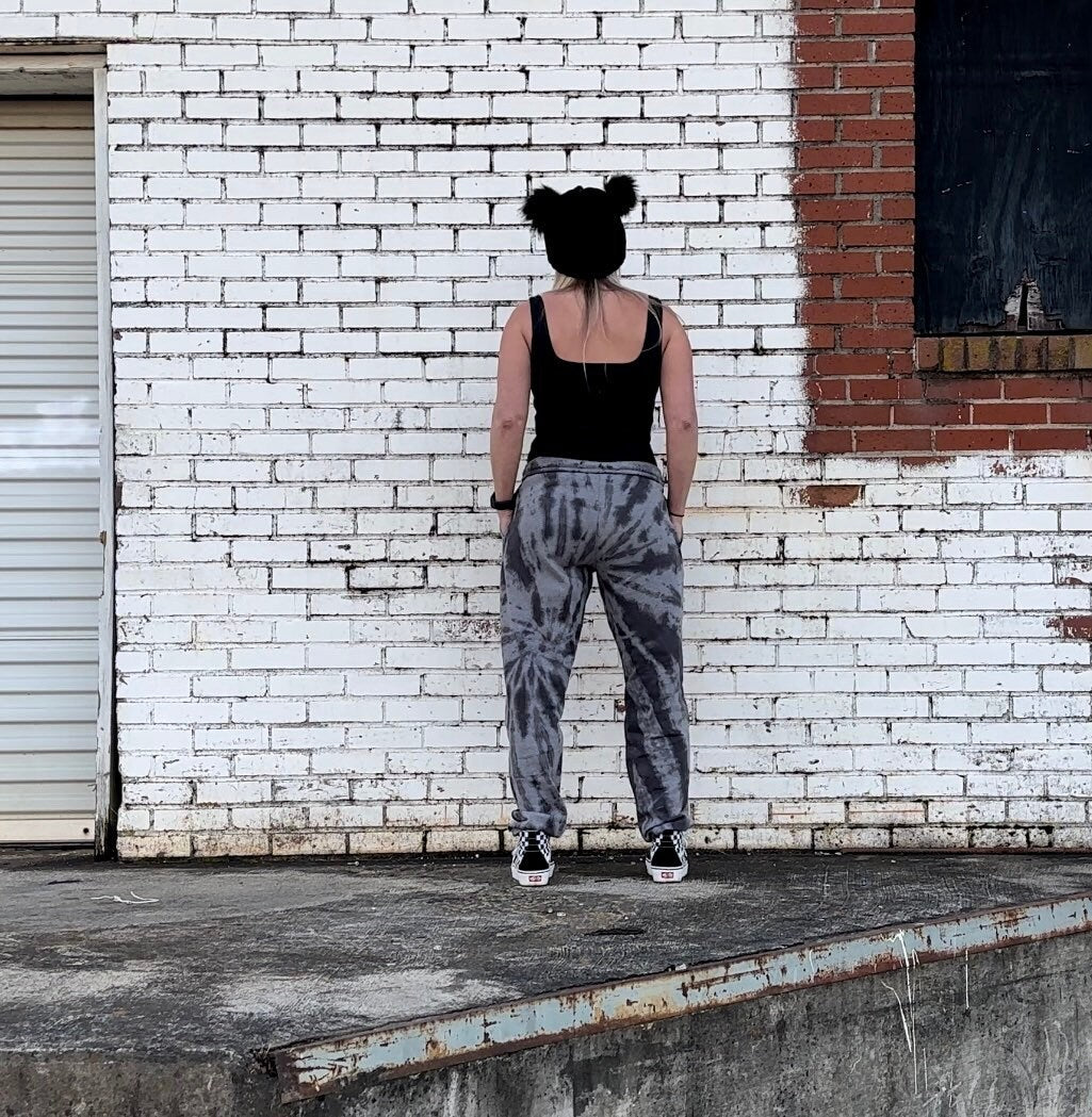 Grey and Black Tie Dye Sweat Pants